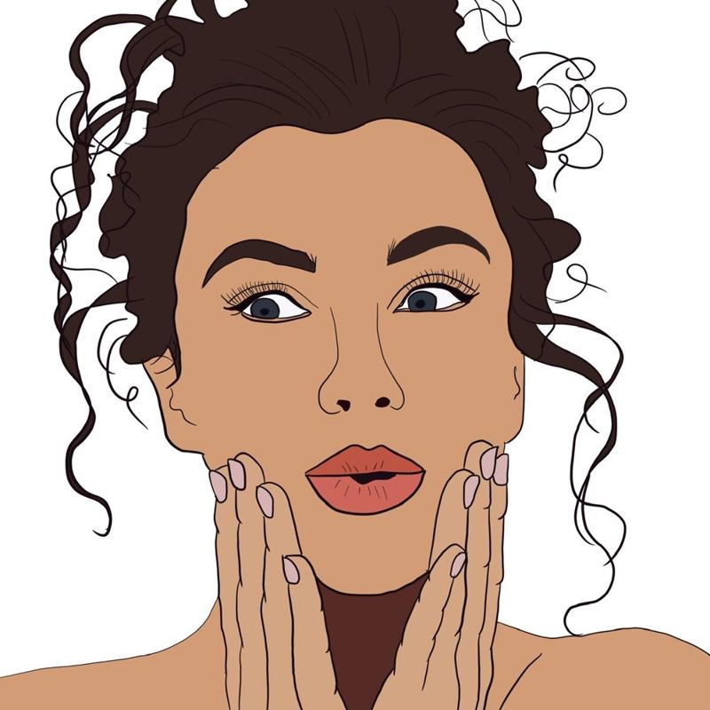 Ilustración: mujer con las manos en la cara