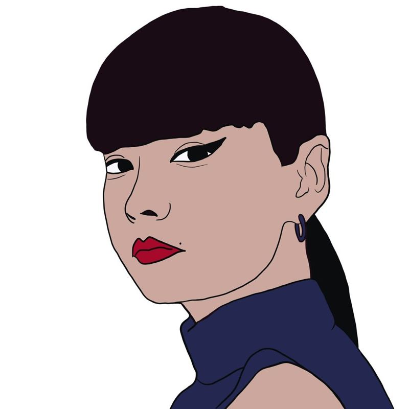Ilustración: mujer de pelo negro con cola